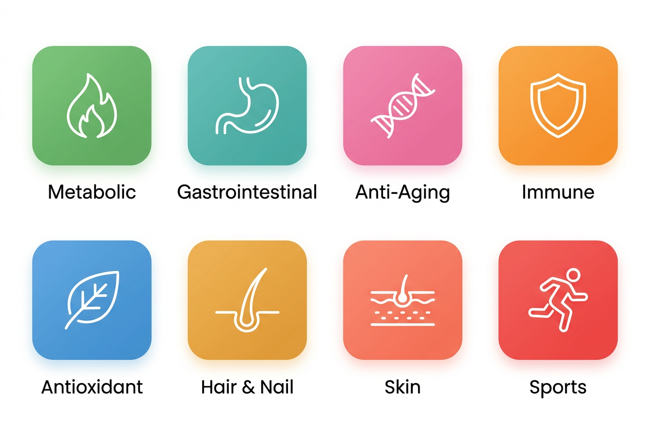 Nutrition Peptides functional categories infographic