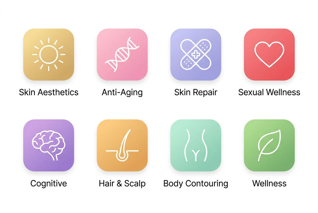 Personal Care Peptides functional categories infographic