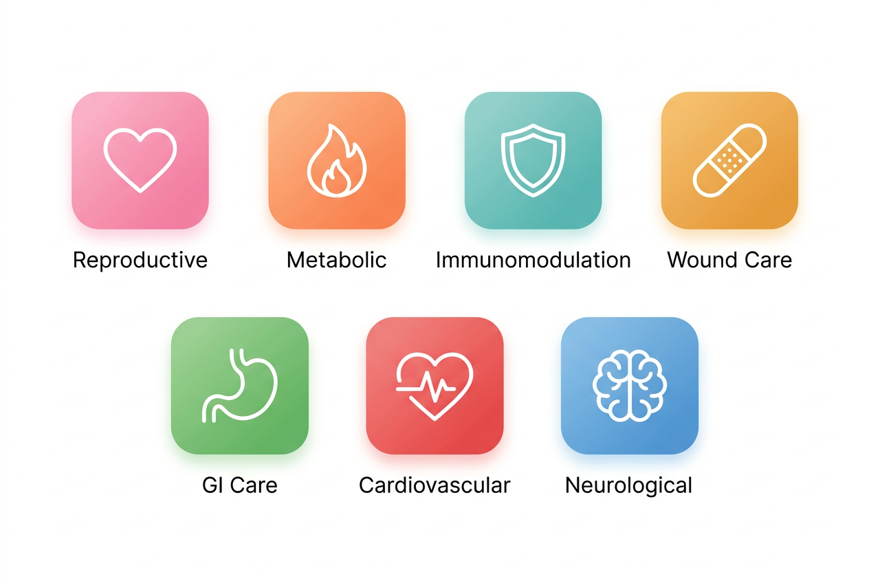 Pet Care Peptides functional categories infographic