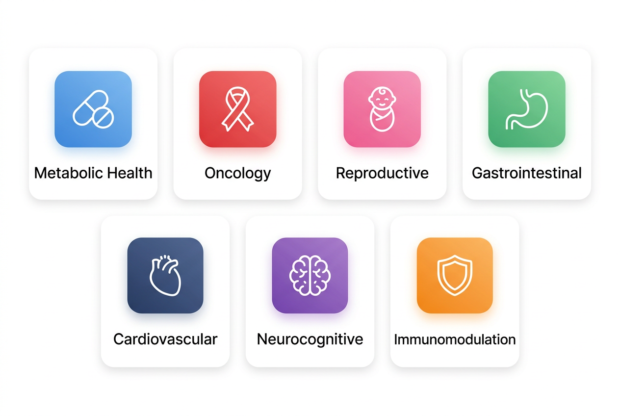Pharmaceutical Peptides functional categories infographic