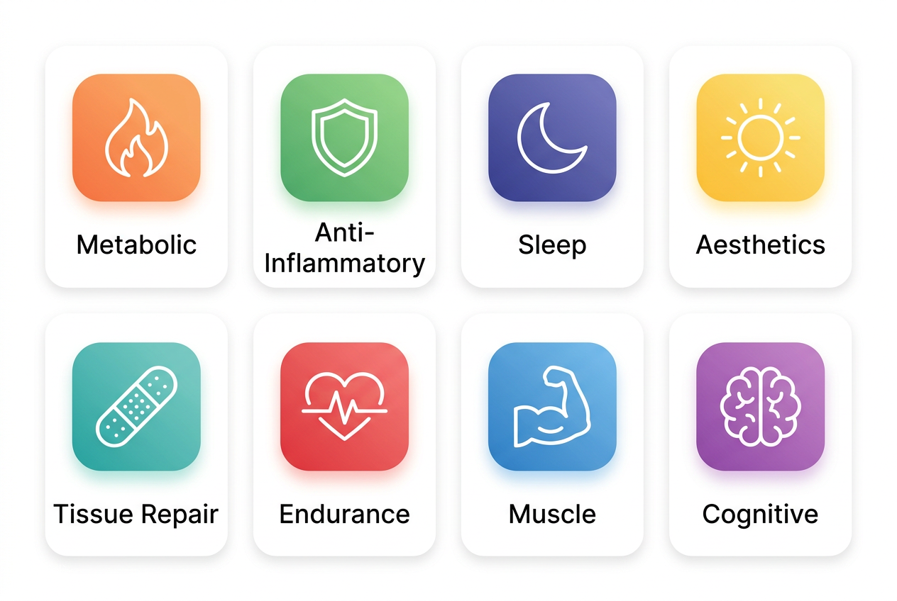 Sports & Fitness Peptides functional categories infographic